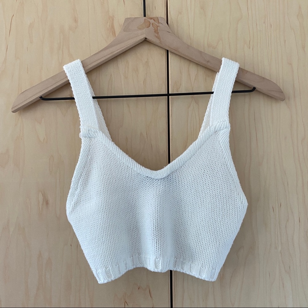 white crochet cropped tank top